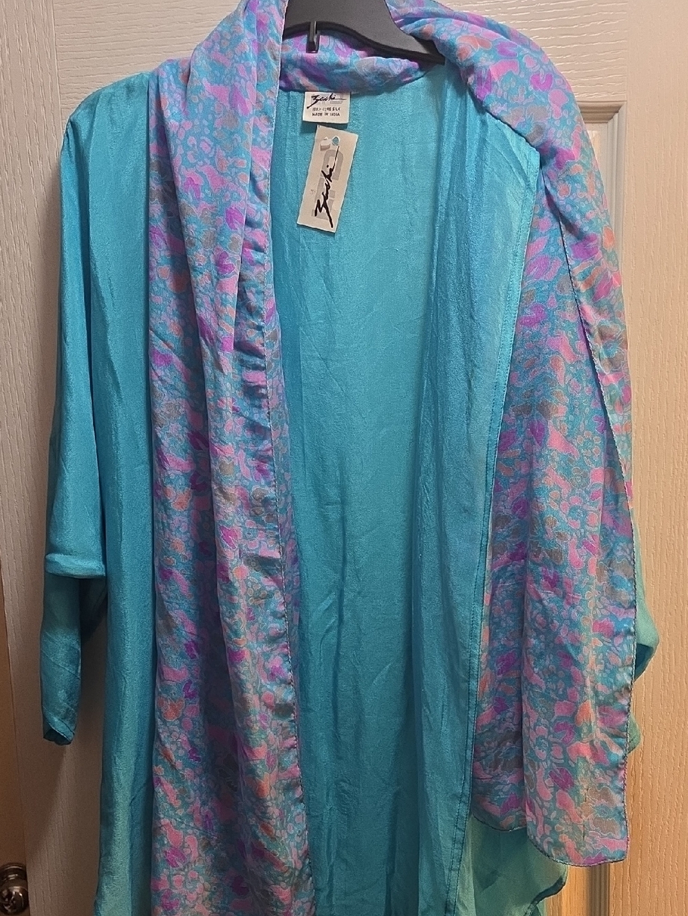 Jams World Teal Open-Front Tunic with Floral Trim by Jams World